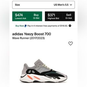Authentic Adidas Yeezy Boost 700 (Wave Runner)